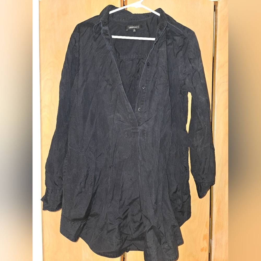 Lafayette 148 New York Charcoal Half Button Up Tunic